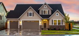 Beautiful home with two traditional garage doors