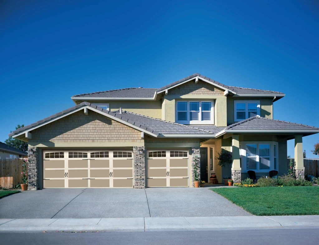 arched garage door home