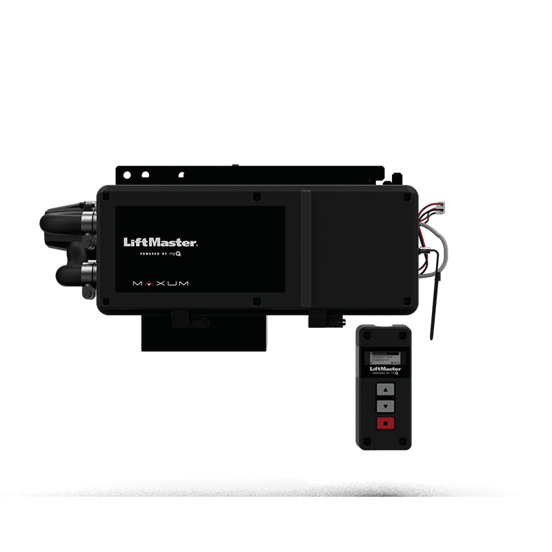 Maxum trolley-style door opener front view