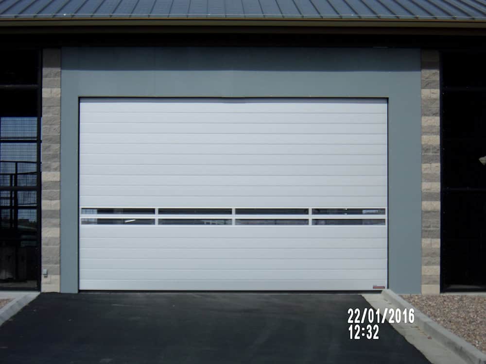 Yellow high-speed commercial door at border facility