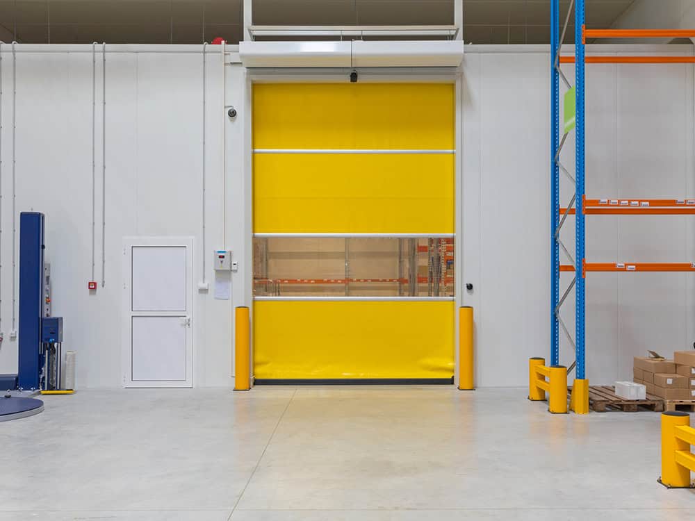 Tampa industrial high-speed garage door in yellow