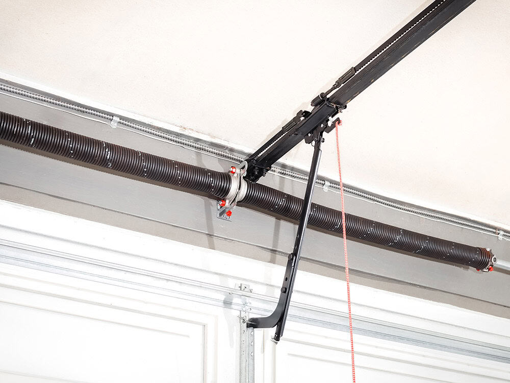 Garage door torsion springs close-up