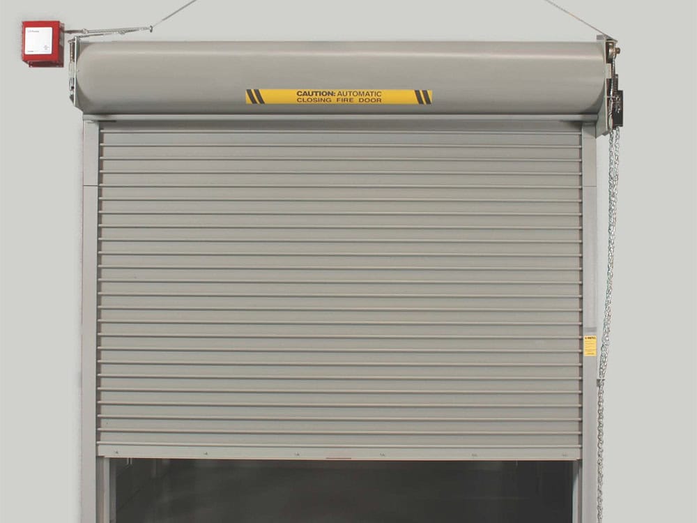 Commercial rolling fire-rated door