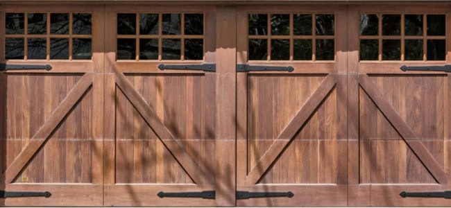 Wooden garage door for a home