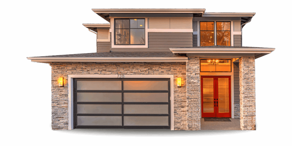 Contemporary garage door for a home