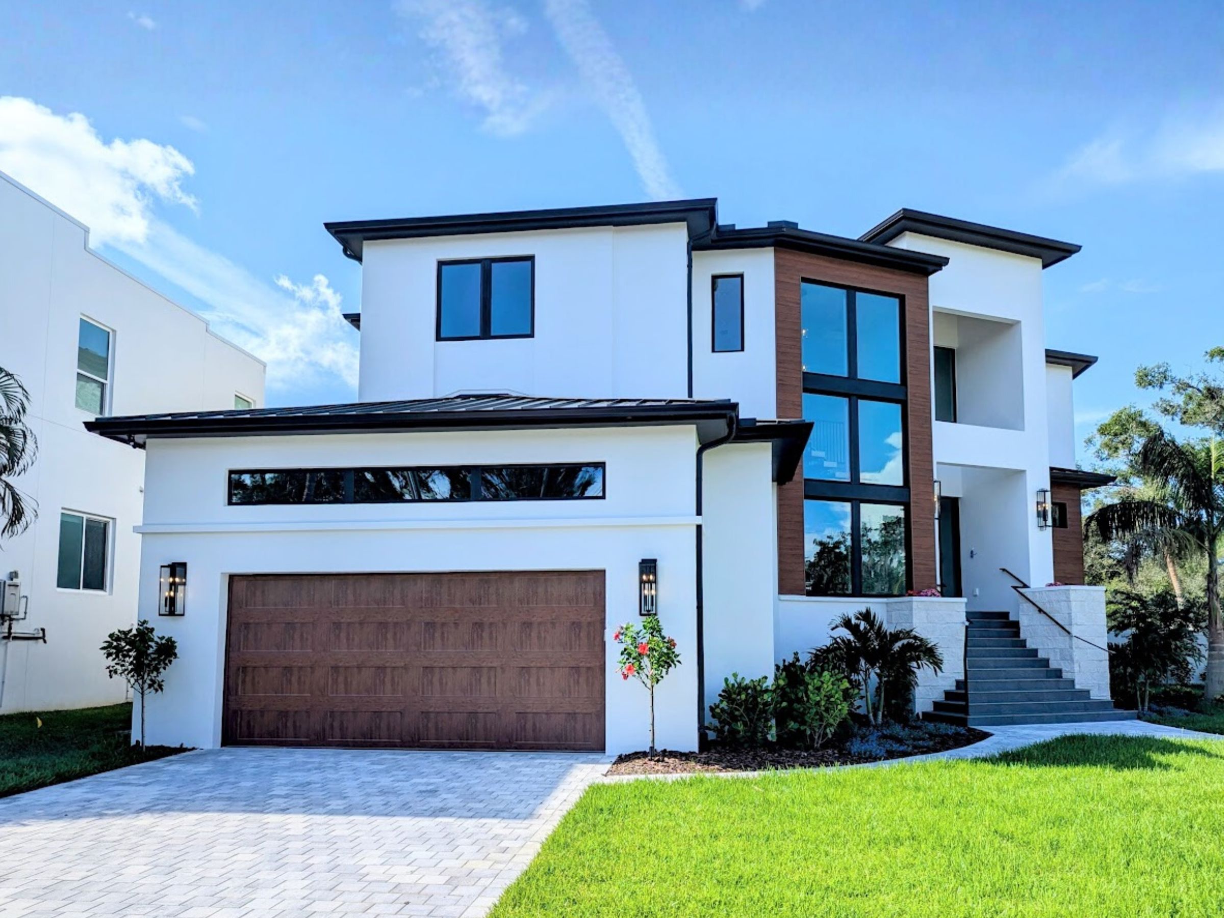 Modern Faux Wood Residential Garage Door